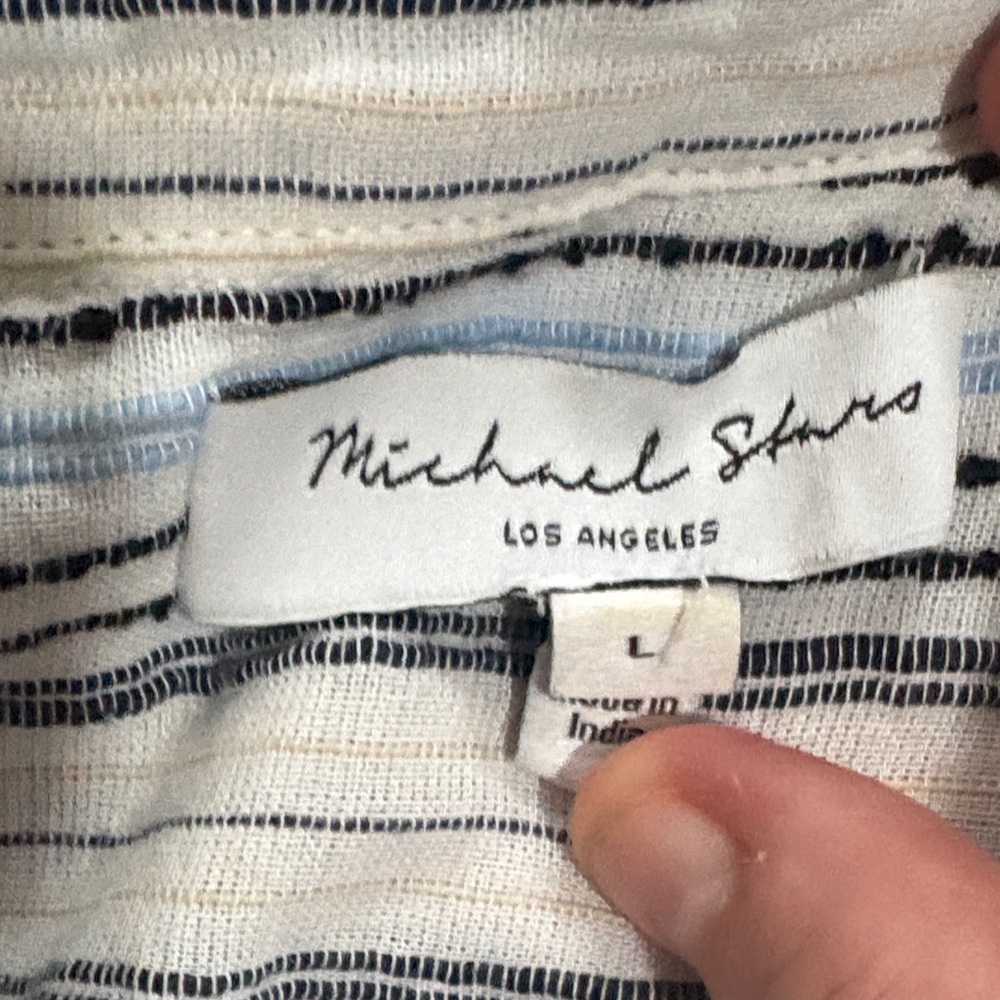 Michael Stars White dress size large Navy & Light Blue Stripes